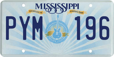 MS license plate PYM196