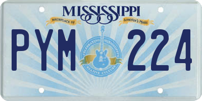 MS license plate PYM224
