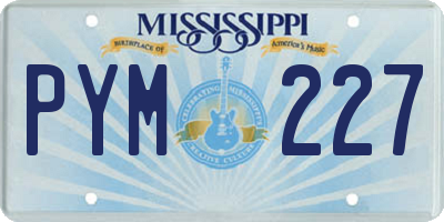 MS license plate PYM227