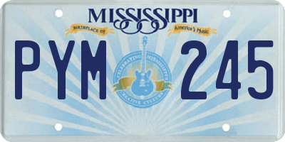 MS license plate PYM245