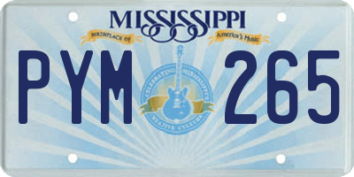 MS license plate PYM265