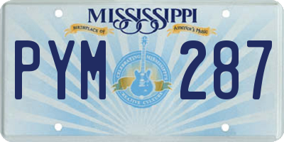 MS license plate PYM287