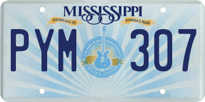 MS license plate PYM307