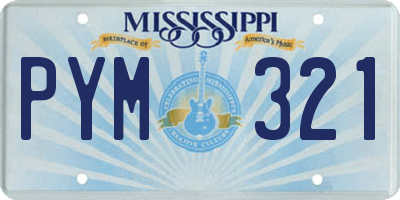 MS license plate PYM321