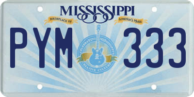 MS license plate PYM333