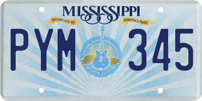 MS license plate PYM345