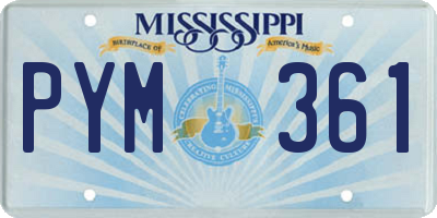 MS license plate PYM361