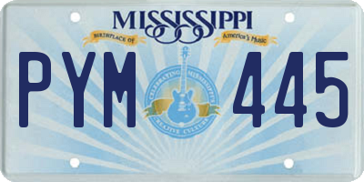 MS license plate PYM445