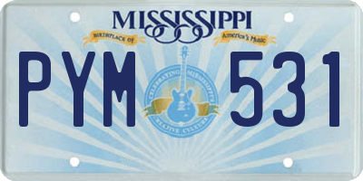 MS license plate PYM531
