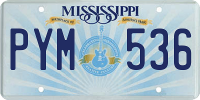 MS license plate PYM536