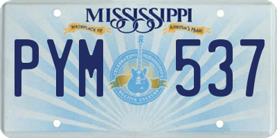MS license plate PYM537