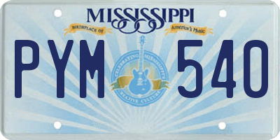 MS license plate PYM540