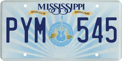 MS license plate PYM545