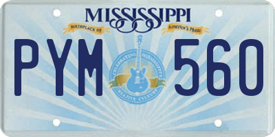 MS license plate PYM560