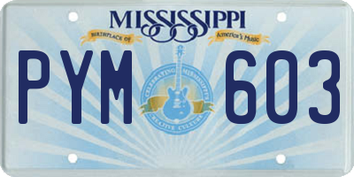 MS license plate PYM603