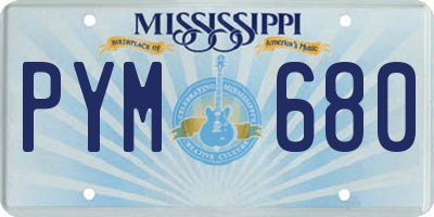 MS license plate PYM680