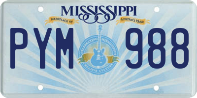 MS license plate PYM988
