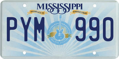 MS license plate PYM990