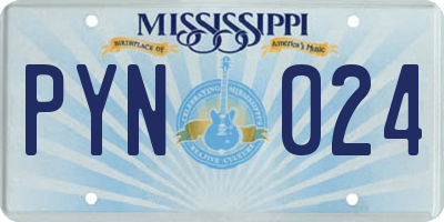 MS license plate PYN024