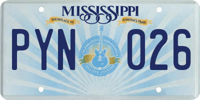 MS license plate PYN026