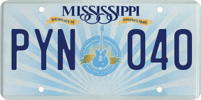 MS license plate PYN040