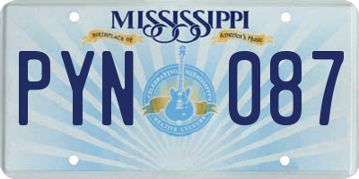 MS license plate PYN087