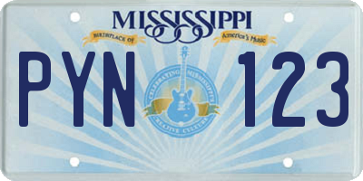 MS license plate PYN123