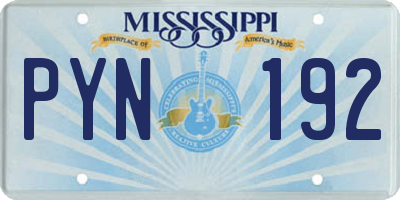 MS license plate PYN192