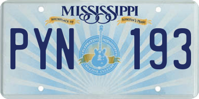 MS license plate PYN193
