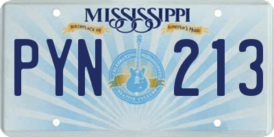 MS license plate PYN213