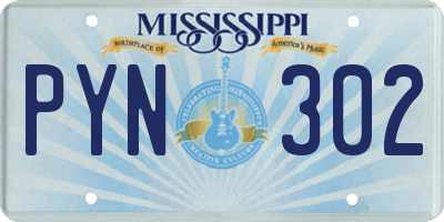 MS license plate PYN302