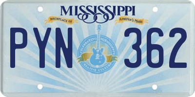 MS license plate PYN362