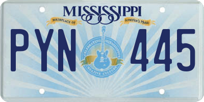 MS license plate PYN445