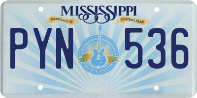 MS license plate PYN536