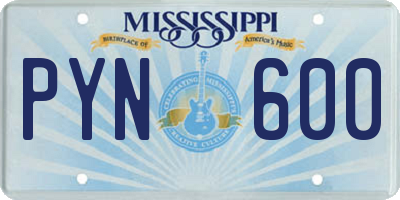 MS license plate PYN600