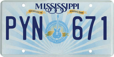 MS license plate PYN671