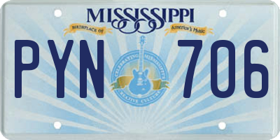 MS license plate PYN706