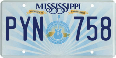 MS license plate PYN758