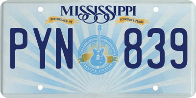 MS license plate PYN839