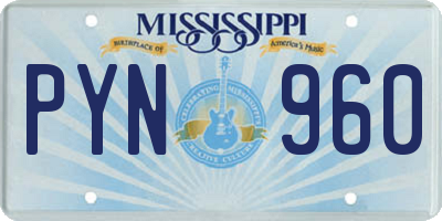 MS license plate PYN960
