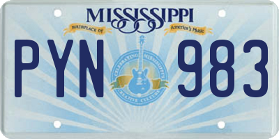 MS license plate PYN983