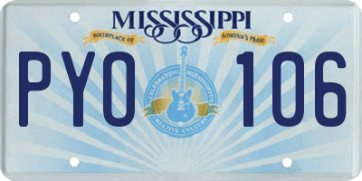 MS license plate PYO106