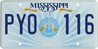 MS license plate PYO116