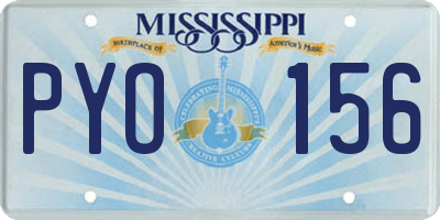 MS license plate PYO156