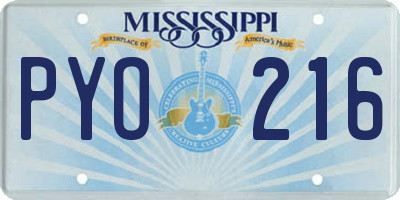 MS license plate PYO216