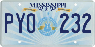 MS license plate PYO232