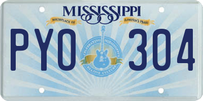 MS license plate PYO304