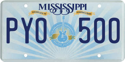 MS license plate PYO500