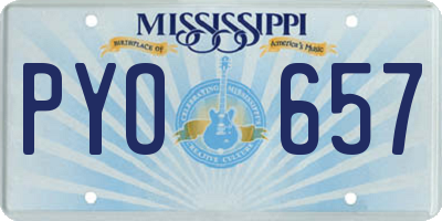 MS license plate PYO657