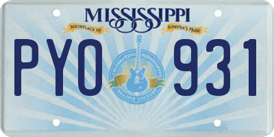 MS license plate PYO931